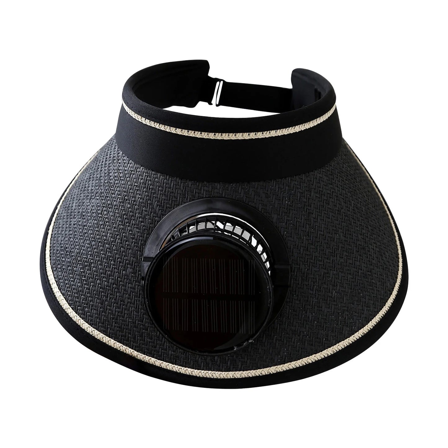 Wide Brim Sun Hat with 2 Solar Fan, Cooling Bucket Hat for Men Women, Solar Powered Fan Fishing Hats, Sun Hat with Solar Powered Fan, 3 Speed USB Charging Fan Hat Black