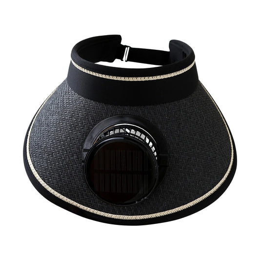 Wide Brim Sun Hat with 2 Solar Fan, Cooling Bucket Hat for Men Women, Solar Powered Fan Fishing Hats, Sun Hat with Solar Powered Fan, 3 Speed USB Charging Fan Hat Black